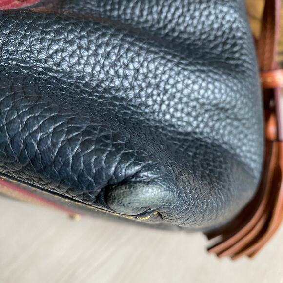 Dooney & Bourke Bristol Western Satchel Bag Black Pebble Leather Tassels Cowgirl - Picture 10 of 16